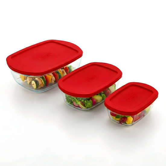 Pyrex Glass Food Storage Container Set 3 Pcs